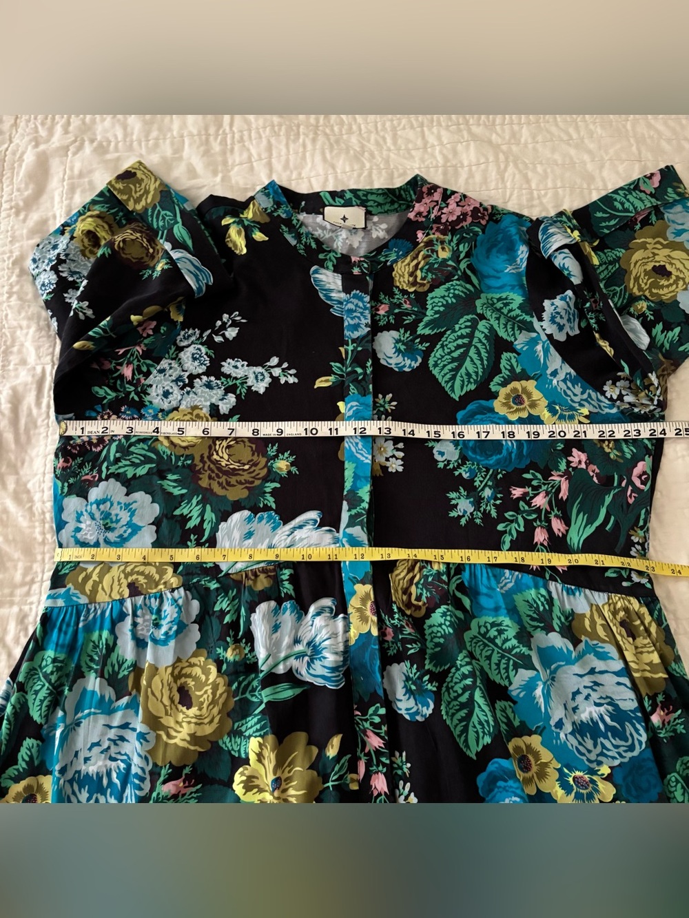 Tuckernuck Sz XXXL Black Verdant Dark Floral Royal Boxy Shirt Dress Button Up - Picture 9 of 10
